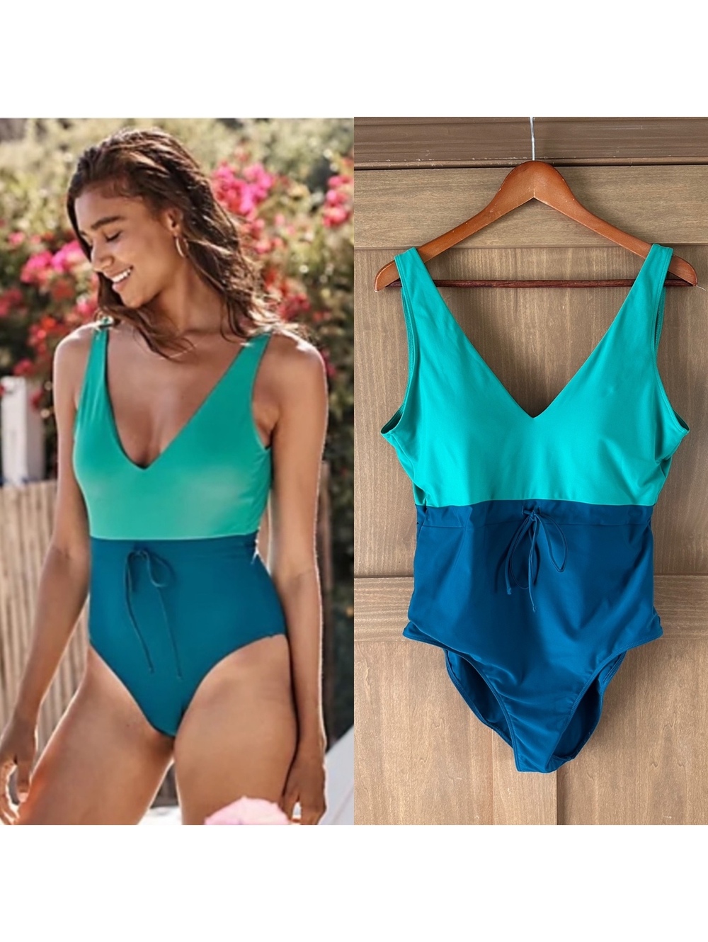 Summersalt Tie Waist Backflip One Piece Swimsuit Seaweed & Seaglass Women’s 12